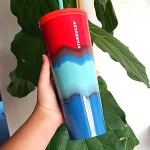 STARBUCKS 2021 Red Blue Wave Venti Tumbler 24 oz